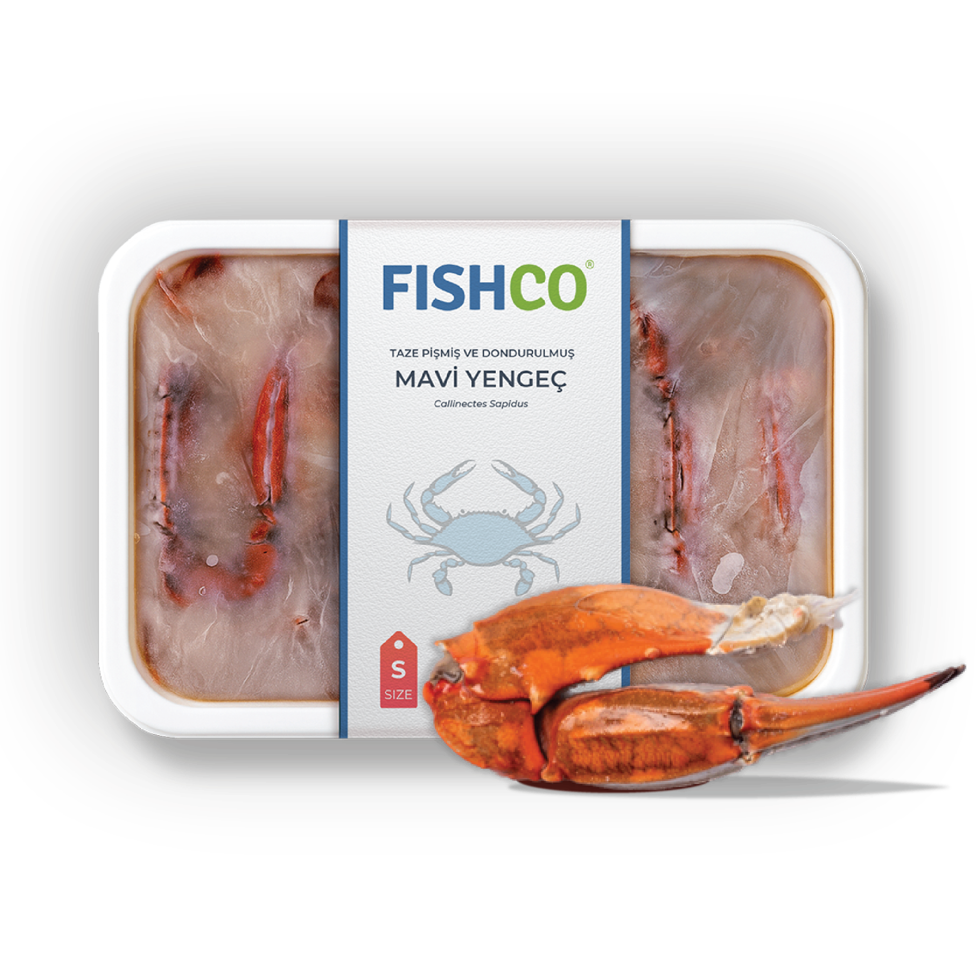 FISHCO raw half blue crab.